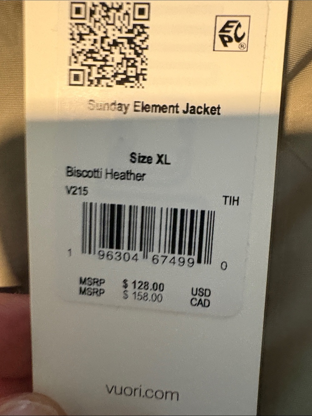 Vuori Men’s Size XL Sunday Element Jacket in Biscotti Heather NWT! - Picture 3 of 12